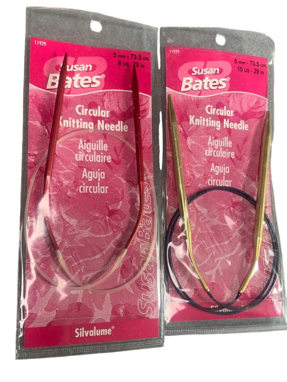 Susan Bates Silvalume Circular Knitting Needles Set 5mm & 6mm Sizes 8 & 10 New